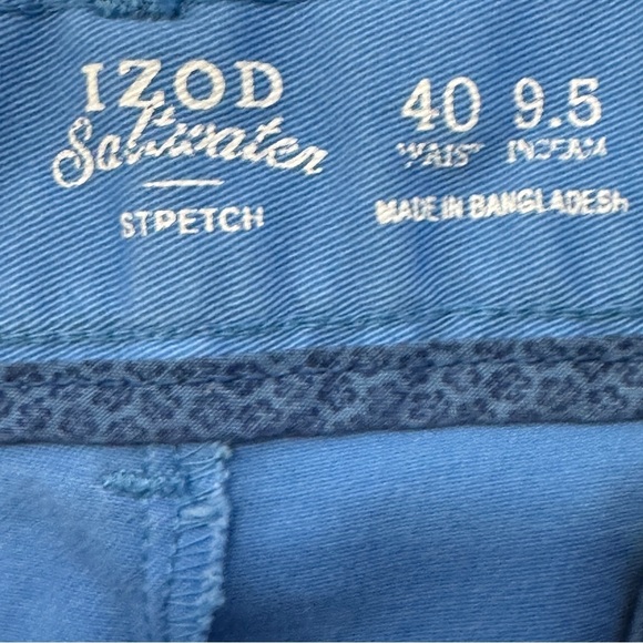 Izod Saltwater Blue Chino Shorts Men 40 Stretch Flat Front 9.5” Inseam - Picture 4 of 6